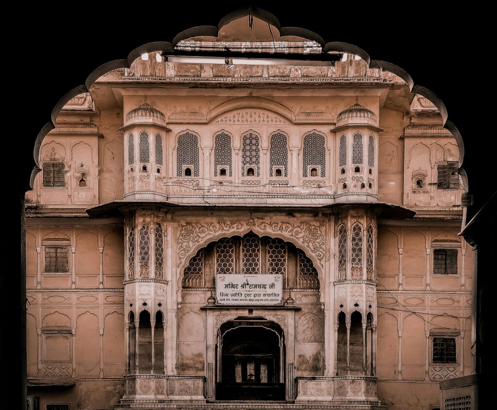 A stunning example of historic architecture with intricate details in Jaipur, India.